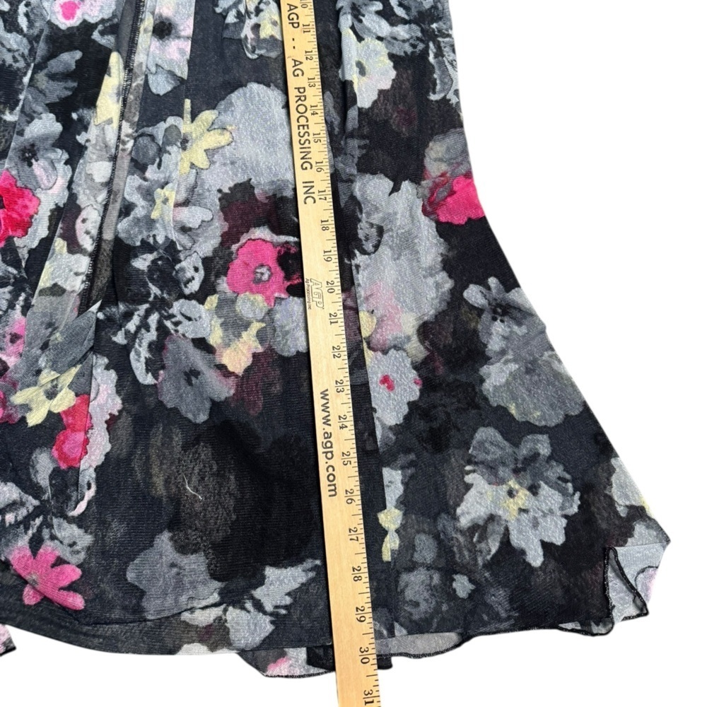 Ali Miles Floral Mesh Open Front Cardigan XL Sheer Stretch Duster Artsy AA3 - Picture 4 of 7